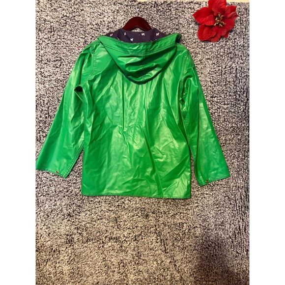 80s Vintage Green Women's Raincoat M Nautical Lining Reversible Mid-Length - Picture 10 of 10